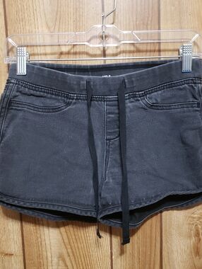 Black Micro Shorts Stretch Denim Dolphin Style Jr's Sm (3/5) Coquette Beach